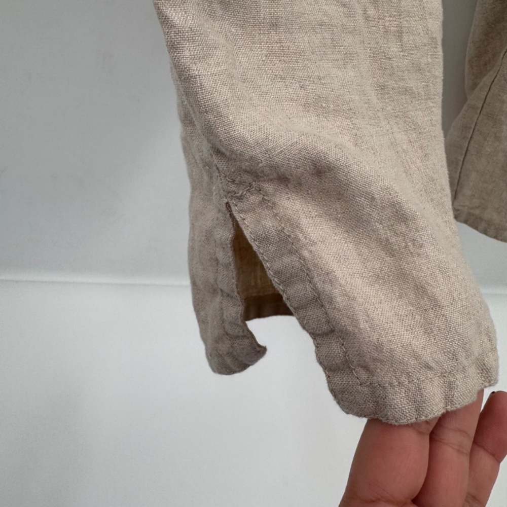 Liz Claiborne Pant Women 14W Beige Neutral Linen Hepburn Cropped Lagenlook - Picture 3 of 15